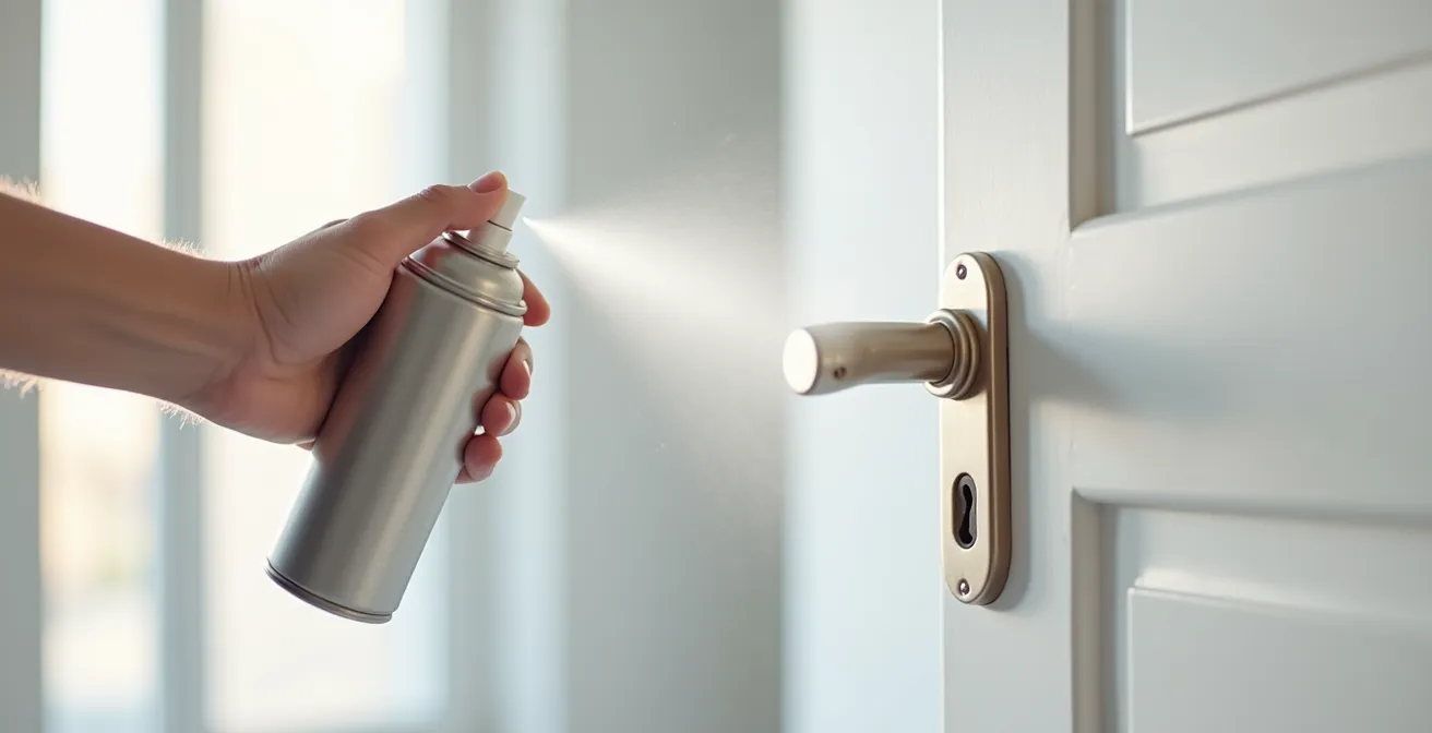Application de lubrifiant sur un cylindre de serrure avec spray spécialisé