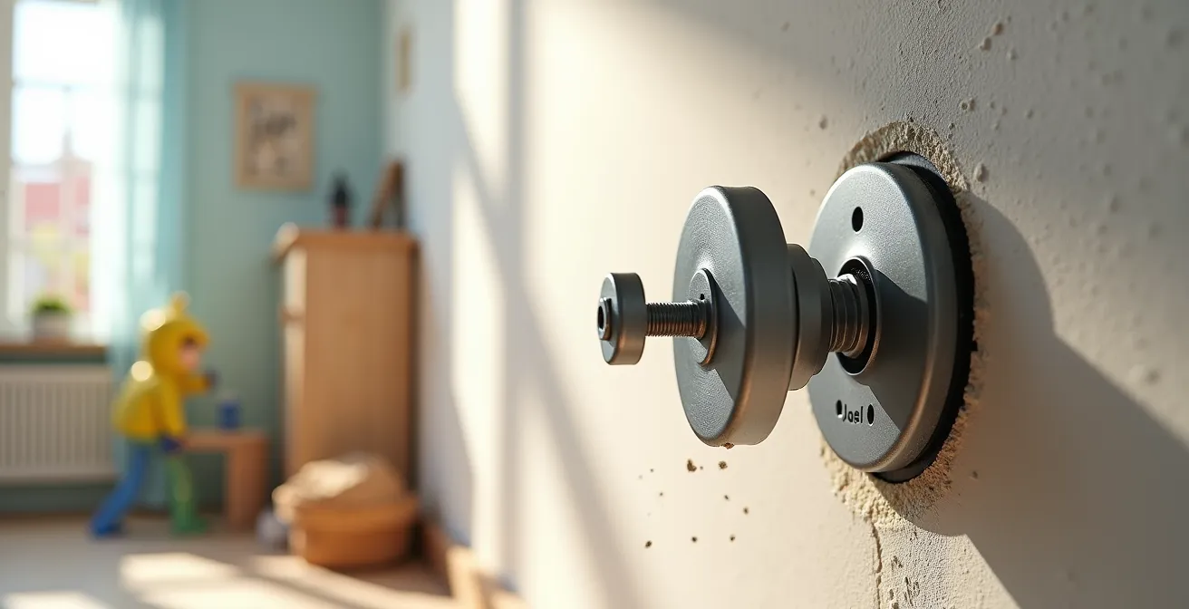 Installation professionnelle d'un système de fixation murale dans une chambre d'enfant