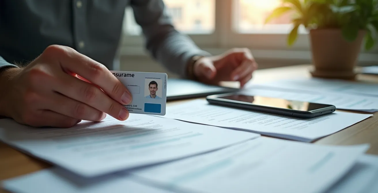 Documents administratifs et smartphone préparés sur une table pour une urgence serrurerie