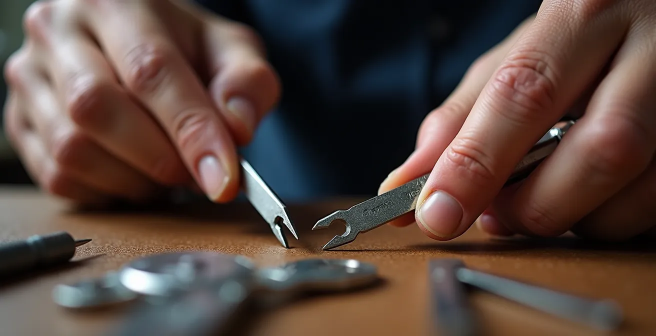 Outils de crochetage professionnel disposés sur une surface de travail