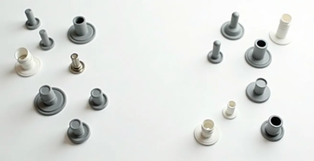 Assortiment de chevilles pour différents types de murs disposées sur surface neutre