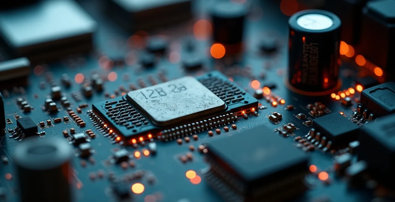 Gros plan sur un calculateur automobile avec mise en évidence des risques de blocage